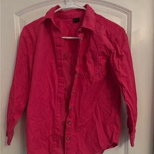 art class Pink Corduroy Button Down Shirt for Kids
